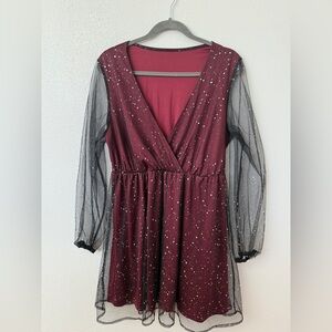 Elegant Burgundy and Black Dress